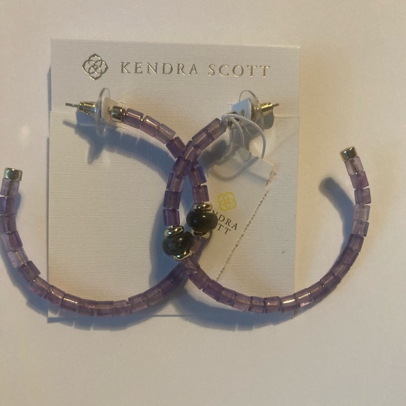 Kendra Scott Purple Beaded Hoop Earrings - Picture 4 of 9
